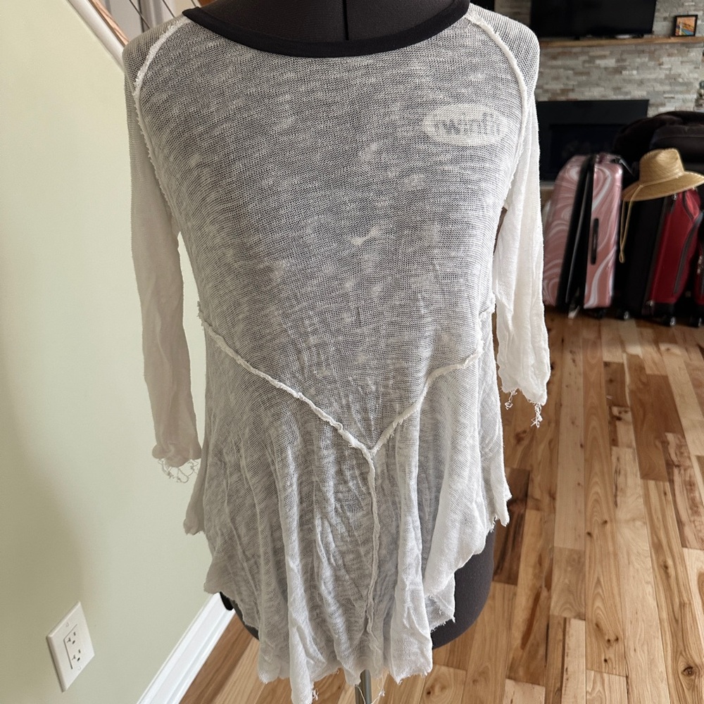 Gray Asymmetrical 3/4 Sleeve Tunic